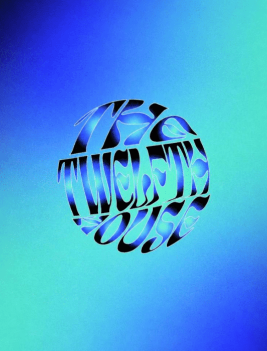 THE TWELFTH HOUSE" written in stylized, curved letters inside a circle on a blue and green gradient background.