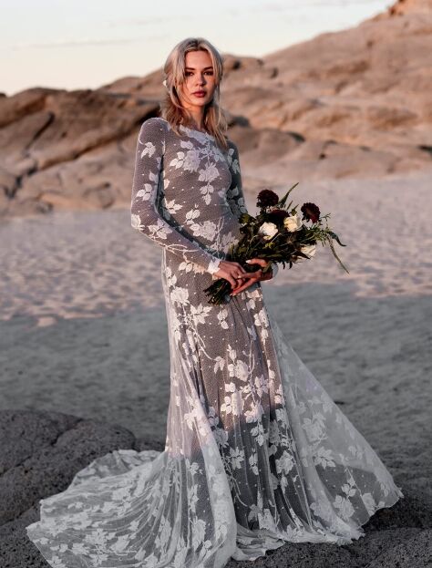 slow fashion wedding dress V-neckline Slim Wedding Dress with Draped Backless – loveangeldress