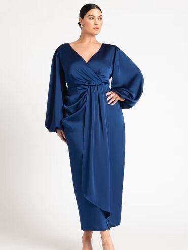 designer dresses to hire Denim Lea Shirt Dress Solid Blue main image 0