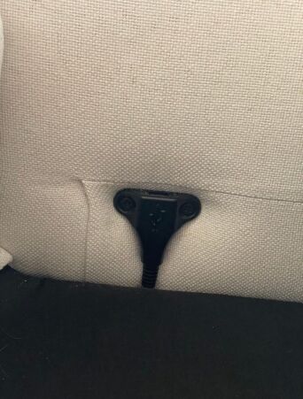 Close up of Burrow couch USB slot.