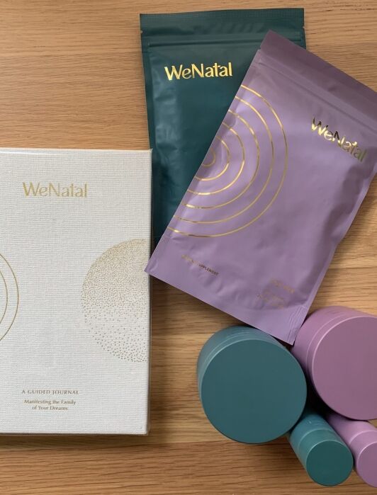 A variety of WeNatal organic prenatal vitamins.