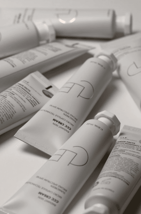 A close up of many bottles of CC Cream.