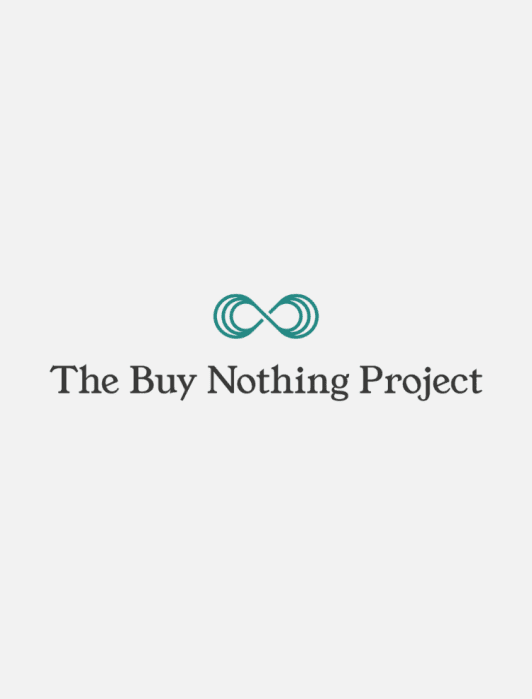 The Buy Nothing Project logo features a teal infinity symbol above the project name in black text on a white background.